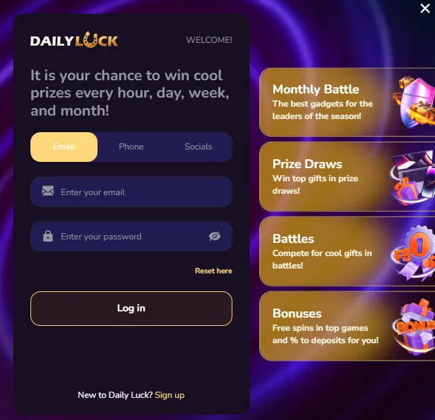 dailyluck casino log in