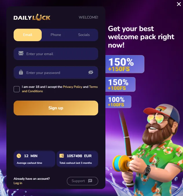 dailyluck casino sign up